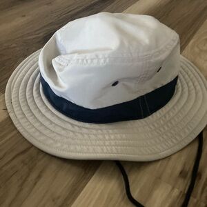 YETI Hat Bucket Fitted Mens One Size Tan Blue Boonie Sun Outdoor Fishing
